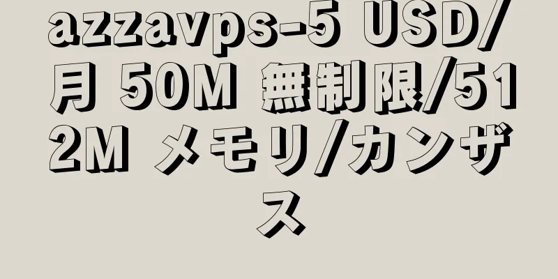 azzavps-5 USD/月 50M 無制限/512M メモリ/カンザス