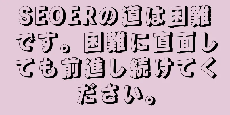 SEOERの道は困難です。困難に直面しても前進し続けてください。