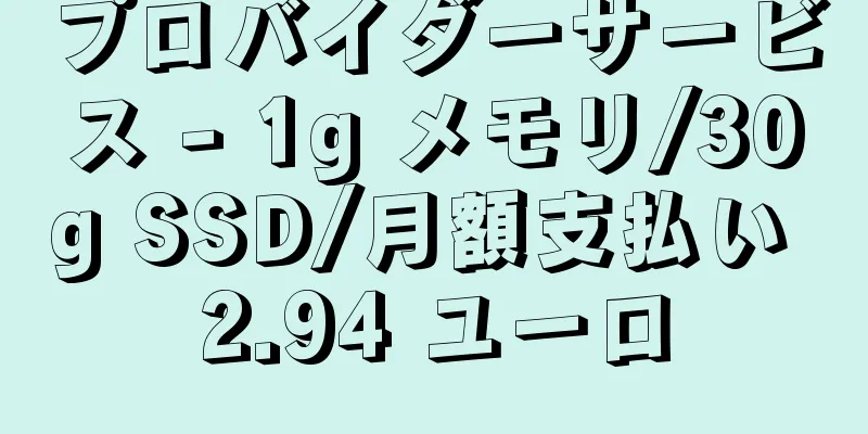 プロバイダーサービス - 1g メモリ/30g SSD/月額支払い 2.94 ユーロ