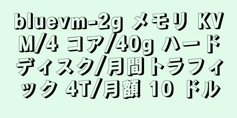 bluevm-2g メモリ KVM/4 コア/40g ハードディスク/月間トラフィック 4T/月額 10 ドル