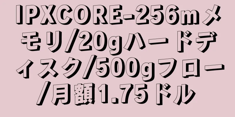 IPXCORE-256mメモリ/20gハードディスク/500gフロー/月額1.75ドル
