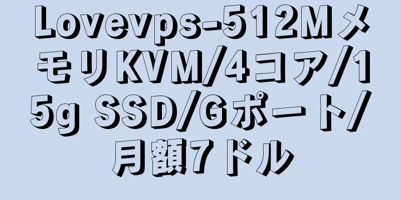 Lovevps-512MメモリKVM/4コア/15g SSD/Gポート/月額7ドル