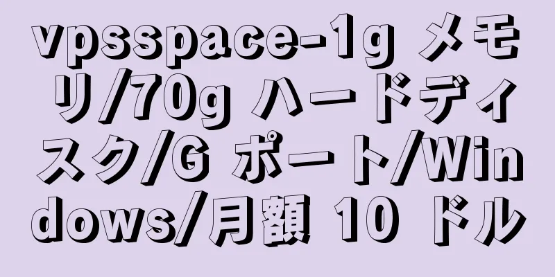 vpsspace-1g メモリ/70g ハードディスク/G ポート/Windows/月額 10 ドル