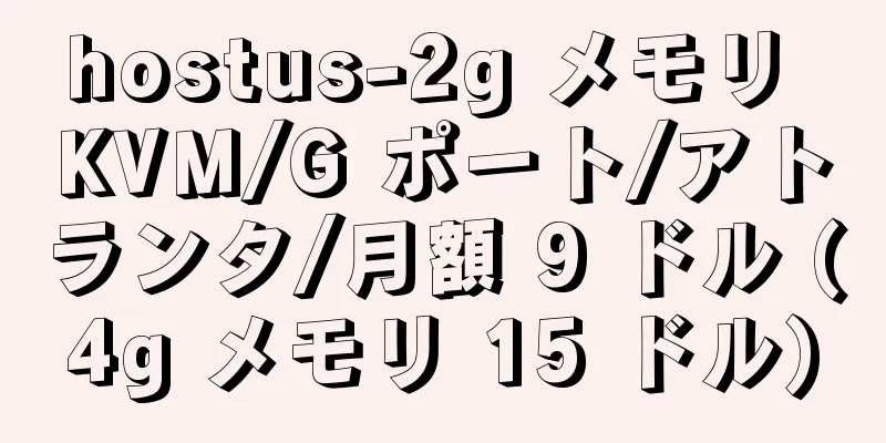 hostus-2g メモリ KVM/G ポート/アトランタ/月額 9 ドル (4g メモリ 15 ドル)