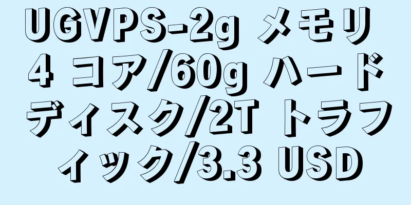 UGVPS-2g メモリ 4 コア/60g ハードディスク/2T トラフィック/3.3 USD