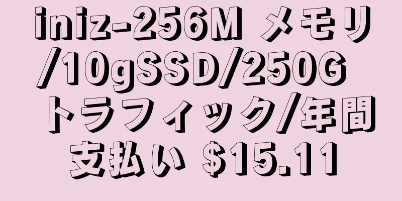 iniz-256M メモリ/10gSSD/250G トラフィック/年間支払い $15.11