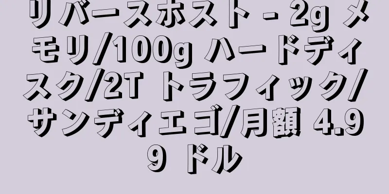 リバースホスト - 2g メモリ/100g ハードディスク/2T トラフィック/サンディエゴ/月額 4.99 ドル