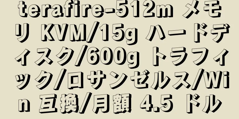 terafire-512m メモリ KVM/15g ハードディスク/600g トラフィック/ロサンゼルス/Win 互換/月額 4.5 ドル