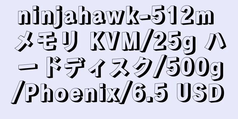 ninjahawk-512m メモリ KVM/25g ハードディスク/500g/Phoenix/6.5 USD