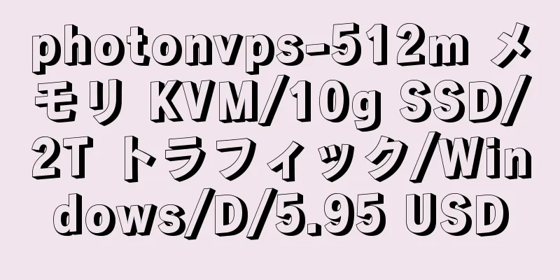 photonvps-512m メモリ KVM/10g SSD/2T トラフィック/Windows/D/5.95 USD