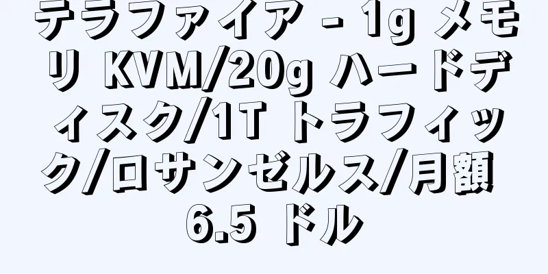 テラファイア - 1g メモリ KVM/20g ハードディスク/1T トラフィック/ロサンゼルス/月額 6.5 ドル