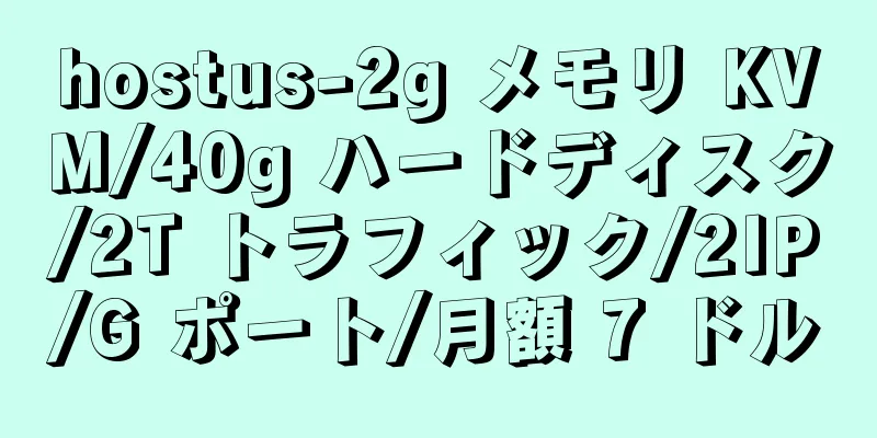 hostus-2g メモリ KVM/40g ハードディスク/2T トラフィック/2IP/G ポート/月額 7 ドル