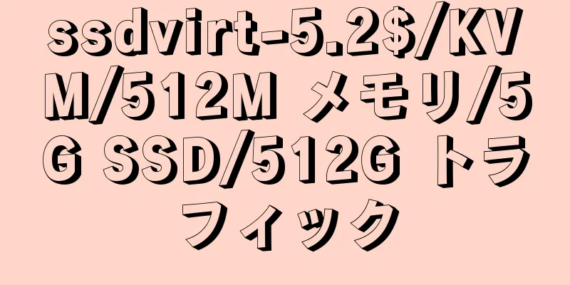 ssdvirt-5.2$/KVM/512M メモリ/5G SSD/512G トラフィック