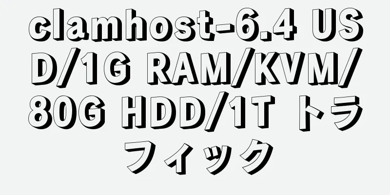 clamhost-6.4 USD/1G RAM/KVM/80G HDD/1T トラフィック