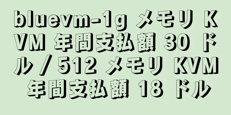 bluevm-1g メモリ KVM 年間支払額 30 ドル / 512 メモリ KVM 年間支払額 18 ドル