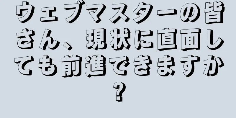 ウェブマスターの皆さん、現状に直面しても前進できますか?