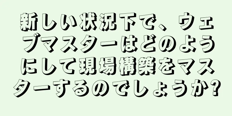新しい状況下で、ウェブマスターはどのようにして現場構築をマスターするのでしょうか?