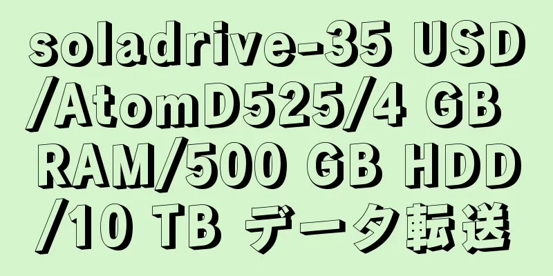 soladrive-35 USD/AtomD525/4 GB RAM/500 GB HDD/10 TB データ転送