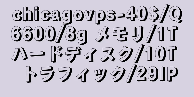 chicagovps-40$/Q6600/8g メモリ/1T ハードディスク/10T トラフィック/29IP