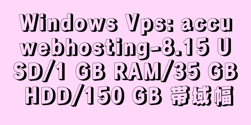 Windows Vps: accuwebhosting-8.15 USD/1 GB RAM/35 GB HDD/150 GB 帯域幅