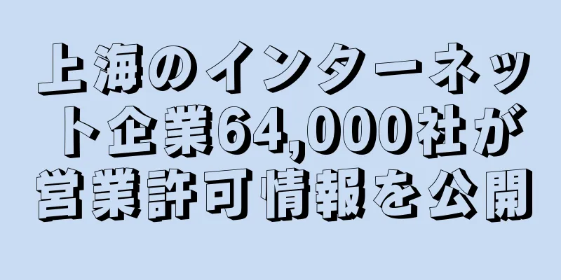 上海のインターネット企業64,000社が営業許可情報を公開