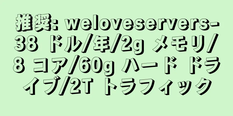 推奨: weloveservers-38 ドル/年/2g メモリ/8 コア/60g ハード ドライブ/2T トラフィック