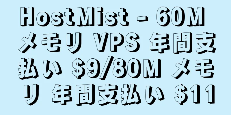 HostMist - 60M メモリ VPS 年間支払い $9/80M メモリ 年間支払い $11