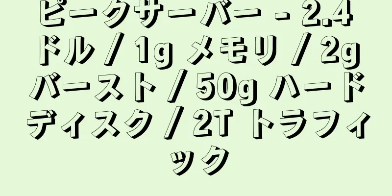 ピークサーバー - 2.4 ドル / 1g メモリ / 2g バースト / 50g ハードディスク / 2T トラフィック