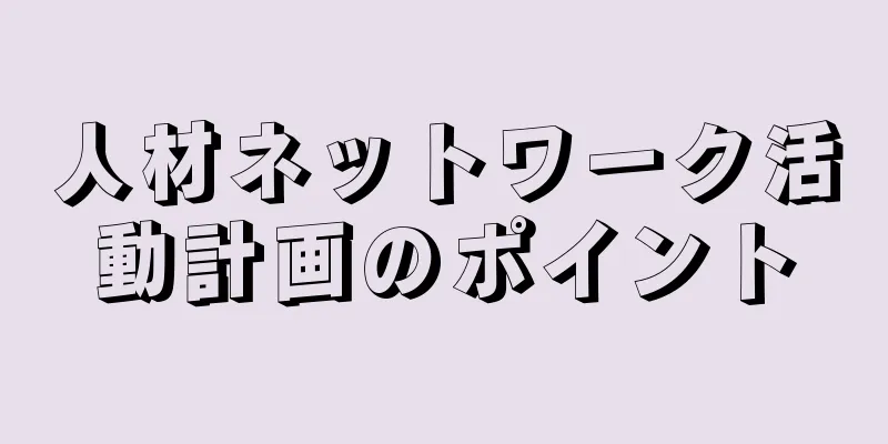 人材ネットワーク活動計画のポイント