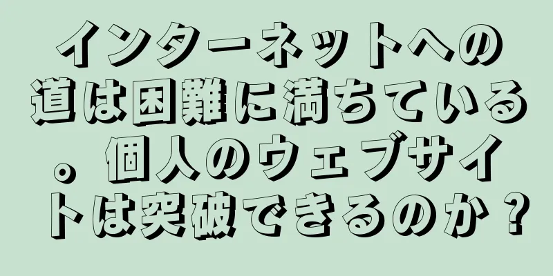 インターネットへの道は困難に満ちている。個人のウェブサイトは突破できるのか？