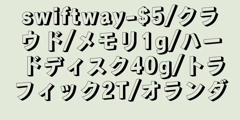 swiftway-$5/クラウド/メモリ1g/ハードディスク40g/トラフィック2T/オランダ