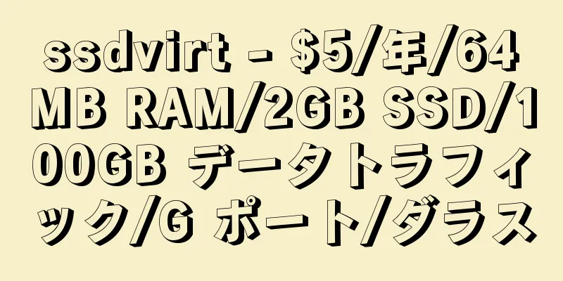 ssdvirt - $5/年/64MB RAM/2GB SSD/100GB データトラフィック/G ポート/ダラス