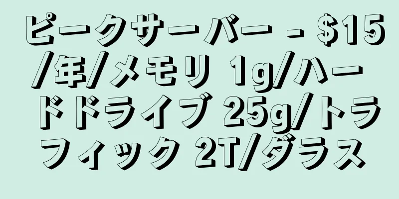 ピークサーバー - $15/年/メモリ 1g/ハードドライブ 25g/トラフィック 2T/ダラス