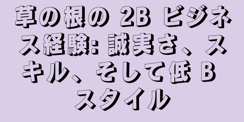 草の根の 2B ビジネス経験: 誠実さ、スキル、そして低 B スタイル