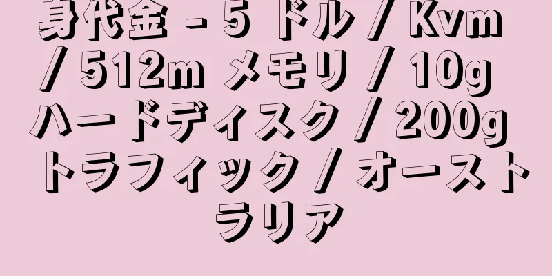 身代金 - 5 ドル / Kvm / 512m メモリ / 10g ハードディスク / 200g トラフィック / オーストラリア