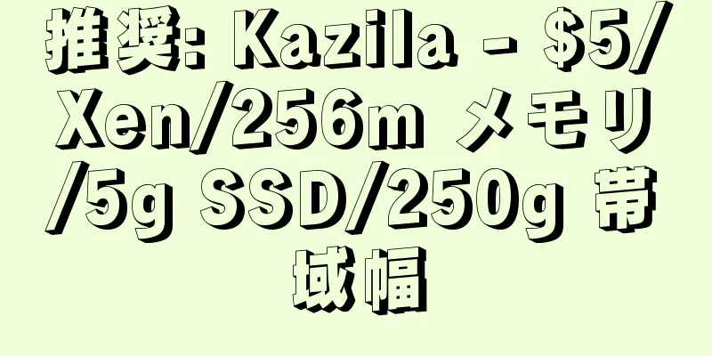 推奨: Kazila - $5/Xen/256m メモリ/5g SSD/250g 帯域幅