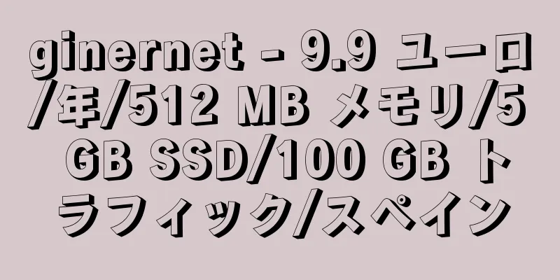 ginernet - 9.9 ユーロ/年/512 MB メモリ/5 GB SSD/100 GB トラフィック/スペイン