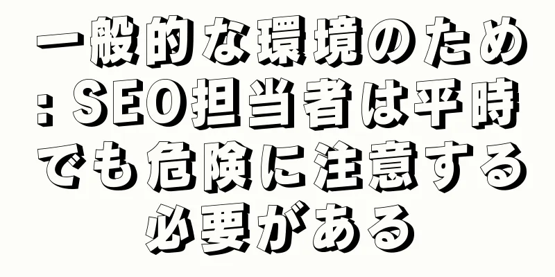 一般的な環境のため: SEO担当者は平時でも危険に注意する必要がある
