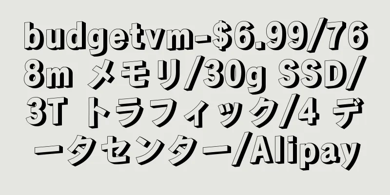budgetvm-$6.99/768m メモリ/30g SSD/3T トラフィック/4 データセンター/Alipay