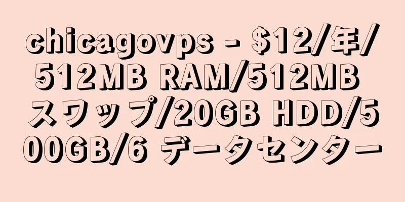 chicagovps - $12/年/512MB RAM/512MB スワップ/20GB HDD/500GB/6 データセンター
