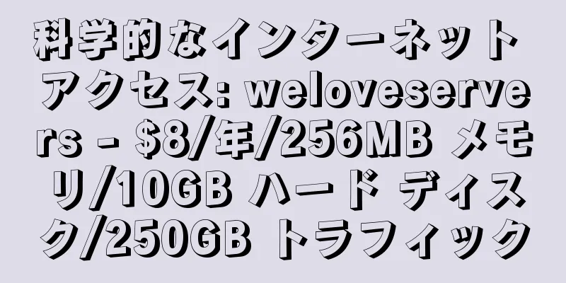 科学的なインターネット アクセス: weloveservers - $8/年/256MB メモリ/10GB ハード ディスク/250GB トラフィック