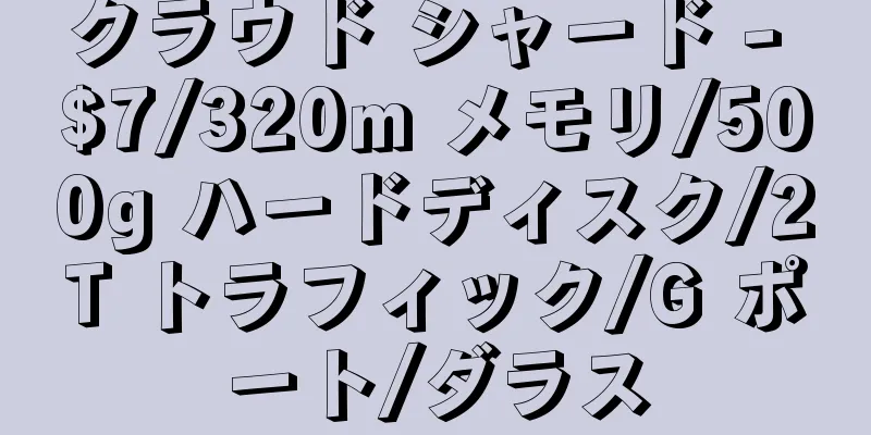 クラウド シャード - $7/320m メモリ/500g ハードディスク/2T トラフィック/G ポート/ダラス