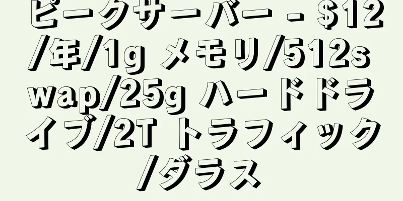 ピークサーバー - $12/年/1g メモリ/512swap/25g ハードドライブ/2T トラフィック/ダラス