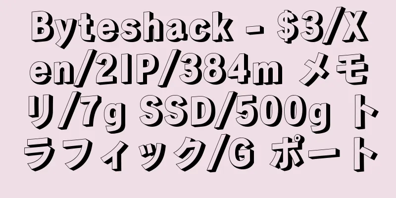 Byteshack - $3/Xen/2IP/384m メモリ/7g SSD/500g トラフィック/G ポート
