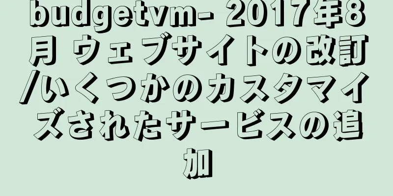 budgetvm- 2017年8月 ウェブサイトの改訂/いくつかのカスタマイズされたサービスの追加