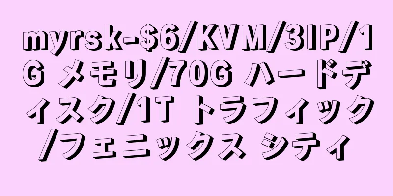 myrsk-$6/KVM/3IP/1G メモリ/70G ハードディスク/1T トラフィック/フェニックス シティ