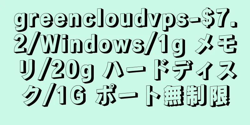 greencloudvps-$7.2/Windows/1g メモリ/20g ハードディスク/1G ポート無制限
