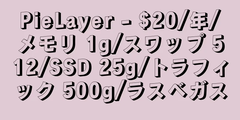 PieLayer - $20/年/メモリ 1g/スワップ 512/SSD 25g/トラフィック 500g/ラスベガス