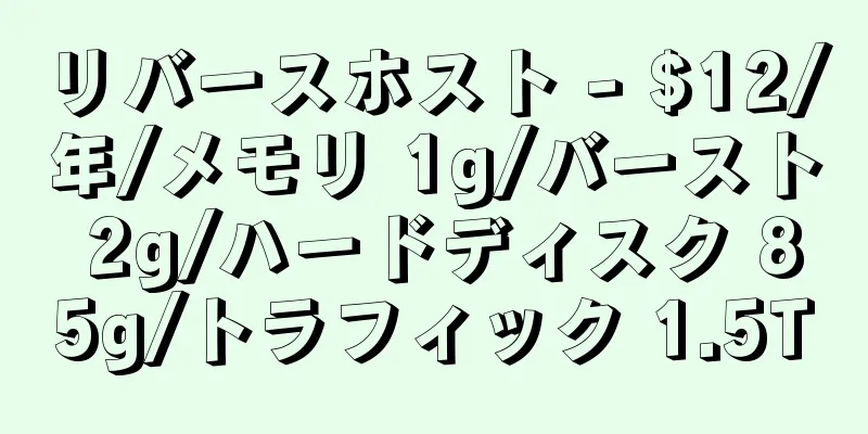 リバースホスト - $12/年/メモリ 1g/バースト 2g/ハードディスク 85g/トラフィック 1.5T