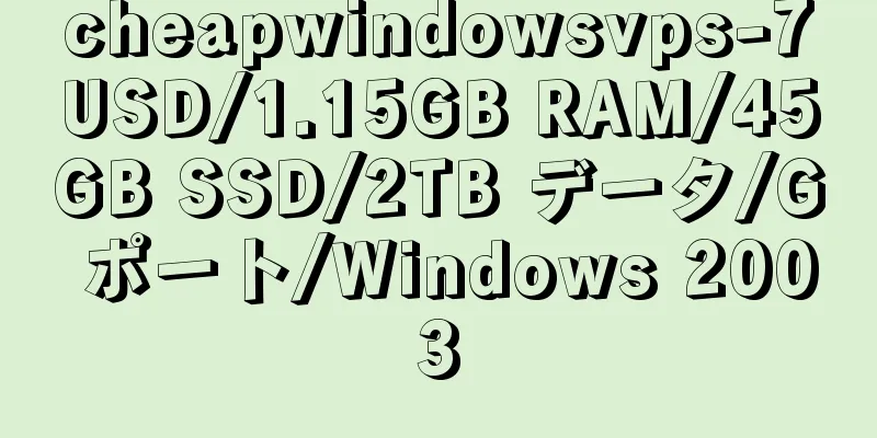 cheapwindowsvps-7USD/1.15GB RAM/45GB SSD/2TB データ/G ポート/Windows 2003